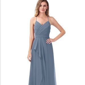 Azazie Slate Blue Chiffon Long Bridesmaid Dress